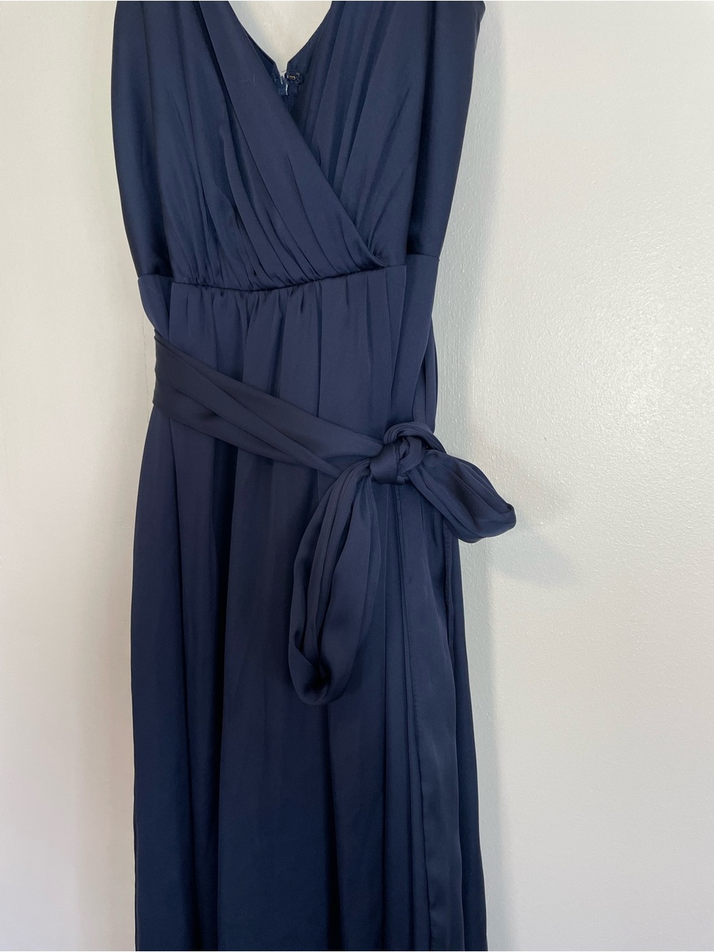 White by Vera Wang Navy Wrap Maxi Dress with Waist Tie